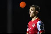 5 April 2024; Alex Nolan of St Patrick's Athletic during the SSE Airtricity Men's Premier Division match between St Patrick's Athletic and Shamrock Rovers at Richmond Park in Dublin. Photo by Seb Daly/Sportsfile