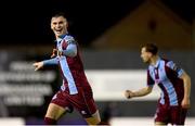 5 April 2024; Evan Weir of Drogheda United celebrates after scoring his side's second goal during the SSE Airtricity Men's Premier Division match between Drogheda United and Shelbourne at Weavers Park in Drogheda, Louth. Photo by Shauna Clinton/Sportsfile