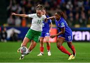 5 April 2024; Katie McCabe of Republic of Ireland is tackled by Kadidiatou Diani of France during the UEFA Women's European Championship qualifying group A match between France and Republic of Ireland at Stade Saint-Symphorien in Metz, France. Photo by Baptiste Fernandez/Sportsfile