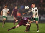 5 April 2024; Barry Coffey of Cork City in action against Dale Holland of Cobh Ramblers during the SSE Airtricity Men's First Division match between Cork City and Cobh Ramblers at Turner's Cross in Cork. Photo by Michael P Ryan/Sportsfile
