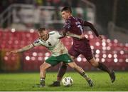 5 April 2024; Jack Doherty of Cork City in action against David Bosnjak of Cobh Ramblers during the SSE Airtricity Men's First Division match between Cork City and Cobh Ramblers at Turner's Cross in Cork. Photo by Michael P Ryan/Sportsfile