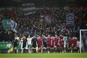 5 April 2024; Players and officials make their way out for the start of the match during the SSE Airtricity Men's First Division match between Cork City and Cobh Ramblers at Turner's Cross in Cork. Photo by Michael P Ryan/Sportsfile