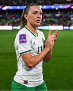 5 April 2024; Katie McCabe of Republic of Ireland acknowledges supporters after the UEFA Women's European Championship qualifying group A match between France and Republic of Ireland at Stade Saint-Symphorien in Metz, France. Photo by Stephen McCarthy/Sportsfile