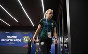 5 April 2024; Diane Caldwell of Republic of Ireland arrives for the UEFA Women's European Championship qualifying group A match between France and Republic of Ireland at Stade Saint-Symphorien in Metz, France. Photo by Stephen McCarthy/Sportsfile