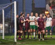 5 April 2024; Cobh Ramblers players prepare to defend a corner kick during the SSE Airtricity Men's First Division match between Cork City and Cobh Ramblers at Turner's Cross in Cork. Photo by Michael P Ryan/Sportsfile