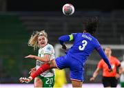 5 April 2024; Leanne Kiernan of Republic of Ireland in action against Wendie Renard of France during the UEFA Women's European Championship qualifying group A match between France and Republic of Ireland at Stade Saint-Symphorien in Metz, France. Photo by Stephen McCarthy/Sportsfile
