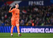 5 April 2024; France goalkeeper Pauline Peyraud-Magnin after the UEFA Women's European Championship qualifying group A match between France and Republic of Ireland at Stade Saint-Symphorien in Metz, France. Photo by Stephen McCarthy/Sportsfile