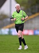 6 April 2024; Referee Declan Carolan during the Lidl LGFA National League Division 4 final match between Carlow and Limerick at St Brendan’s Park in Birr, Offaly. Photo by Ben McShane/Sportsfile