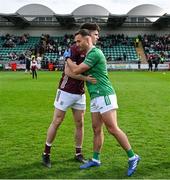 6 April 2024; Captains Eoin Walsh of London, left, and Sean Kelly of Galway before before the Connacht GAA Football Senior Championship quarter-final match between London and Galway at McGovern Park in Ruislip, England. Photo by Brendan Moran/Sportsfile