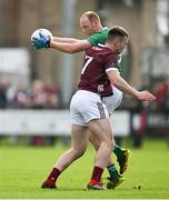 6 April 2024; Stephen Dornan of London is tackled by Liam Silke of Galway during the Connacht GAA Football Senior Championship quarter-final match between London and Galway at McGovern Park in Ruislip, England. Photo by Brendan Moran/Sportsfile