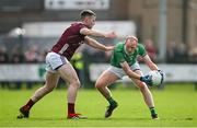 6 April 2024; Stephen Dornan of London is tackled by Liam Silke of Galway during the Connacht GAA Football Senior Championship quarter-final match between London and Galway at McGovern Park in Ruislip, England. Photo by Brendan Moran/Sportsfile