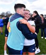 6 April 2024; Clare manager Wayne Freeman and Ciar McCarthy of Clare celebrate after the Lidl LGFA National League Division 3 final match between Clare and Roscommon at St Brendan’s Park in Birr, Offaly. Photo by Ben McShane/Sportsfile