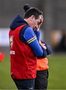 6 April 2024; Roscommon manager Ollie Lennon reacts during the Lidl LGFA National League Division 3 final match between Clare and Roscommon at St Brendan’s Park in Birr, Offaly. Photo by Ben McShane/Sportsfile