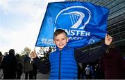 6 April 2024; Leinster supporter Jamie Whearty, aged eight, from Bellewstown in Meath before the Investec Champions Cup Round of 16 match between Leinster and Leicester Tigers at the Aviva Stadium in Dublin. Photo by Seb Daly/Sportsfile