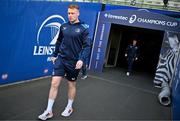 6 April 2024; Ciarán Frawley of Leinster before the Investec Champions Cup Round of 16 match between Leinster and Leicester Tigers at the Aviva Stadium in Dublin. Photo by Ramsey Cardy/Sportsfile