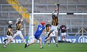 6 April 2024; Darragh Lohan of Clare scores the first point during the Allianz Hurling League Division 1 final match between Clare and Kilkenny at FBD Semple Stadium in Thurles, Tipperary. Photo by Piaras Ó Mídheach/Sportsfile