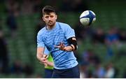 6 April 2024; Ross Byrne of Leinster before the Investec Champions Cup Round of 16 match between Leinster and Leicester Tigers at the Aviva Stadium in Dublin. Photo by Ramsey Cardy/Sportsfile