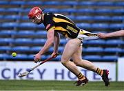 6 April 2024; Adrian Mullen of Kilkenny has his shorts pulled by Cian Galvin of Clare during the Allianz Hurling League Division 1 final match between Clare and Kilkenny at FBD Semple Stadium in Thurles, Tipperary. Photo by Piaras Ó Mídheach/Sportsfile