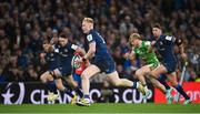 6 April 2024; Jamie Osborne of Leinster makes a break during the Investec Champions Cup Round of 16 match between Leinster and Leicester Tigers at the Aviva Stadium in Dublin. Photo by Seb Daly/Sportsfile