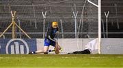6 April 2024; Clare goalkeeper Eibhear Quilligan saves a late penalty during the Allianz Hurling League Division 1 final match between Clare and Kilkenny at FBD Semple Stadium in Thurles, Tipperary. Photo by Piaras Ó Mídheach/Sportsfile