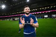 6 April 2024; Robbie Henshaw of Leinster after his side's victory in the Investec Champions Cup Round of 16 match between Leinster and Leicester Tigers at the Aviva Stadium in Dublin. Photo by Ramsey Cardy/Sportsfile