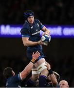 6 April 2024; Ryan Baird of Leinster during the Investec Champions Cup Round of 16 match between Leinster and Leicester Tigers at the Aviva Stadium in Dublin. Photo by Seb Daly/Sportsfile