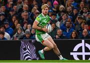 6 April 2024; Ollie Hassell-Collins of Leicester Tigers during the Investec Champions Cup Round of 16 match between Leinster and Leicester Tigers at the Aviva Stadium in Dublin. Photo by Tyler Miller/Sportsfile