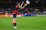 6 April 2024; Action from the Bank of Ireland Half-time Minis match between Birr RFC and Coolmine RFC at the Investec Champions Cup Round of 16 match between Leinster and Leicester Tigers at the Aviva Stadium in Dublin. Photo by Ramsey Cardy/Sportsfile