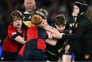 6 April 2024; Action from the Bank of Ireland Half-time Minis match between Birr RFC and Coolmine RFC at the Investec Champions Cup Round of 16 match between Leinster and Leicester Tigers at the Aviva Stadium in Dublin. Photo by Ramsey Cardy/Sportsfile