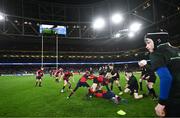 6 April 2024; Action from the Bank of Ireland Half-time Minis match between Birr RFC and Coolmine RFC at the Investec Champions Cup Round of 16 match between Leinster and Leicester Tigers at the Aviva Stadium in Dublin. Photo by Ramsey Cardy/Sportsfile