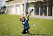 7 April 2024; Paddy Condon, age five, brother of Tipperary corner back Tadhg Condon, pratices his hurling skils before the Munster GAA Football Senior Championship quarter-final match between Waterford and Tipperary at Fraher Field in Dungarvan, Waterford. Photo by Michael P Ryan/Sportsfile