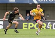 7 April 2024; James Hume of Ulster is chased by Alex Becognee of Montpellier during the Challenge Cup Round of 16 match between Montpellier and Ulster at GGL Stadium in Montpellier, France. Photo by John Dickson/Sportsfile