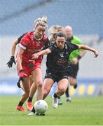 7 April 2024; Aoife Horisk of Tyrone in action against Claire Sullivan of Kildare during the Lidl LGFA National League Division 2 final match between Kildare and Tyrone at Croke Park in Dublin. Photo by Stephen Marken/Sportsfile