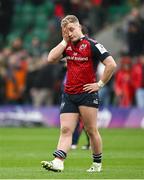 7 April 2024; Craig Casey of Munster after the Investec Champions Cup Round of 16 match between Northampton Saints and Munster at cinch Stadium at Franklin’s Gardens in Northampton, England. Photo by Brendan Moran/Sportsfile