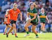 7 April 2024; Emma Dineen of Kerry gets away from Caroline OHanlon of Armagh during the Lidl LGFA National League Division 1 final match between Armagh and Kerry at Croke Park in Dublin. Photo by Piaras Ó Mídheach/Sportsfile