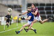 7 April 2024; Kevin Quinn of Wicklow in action against Charlie Drumm of Westmeath during the Leinster GAA Football Senior Championship Round 1 match between Westmeath and Wicklow at Laois Hire O’Moore Park in Portlaoise, Laois. Photo by David Fitzgerald/Sportsfile
