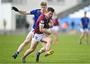 7 April 2024; Sam McCartan of Westmeath in action against Kevin Quinn of Wicklow during the Leinster GAA Football Senior Championship Round 1 match between Westmeath and Wicklow at Laois Hire O’Moore Park in Portlaoise, Laois. Photo by David Fitzgerald/Sportsfile
