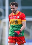 7 April 2024; Eric Molloy of Carlow reacts after his side's defeat in the Leinster GAA Football Senior Championship Round 1 match between Wexford and Carlow at Chadwicks Wexford Park in Wexford. Photo by Tyler Miller/Sportsfile