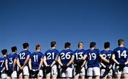 7 April 2024; Wicklow players stand for the team photo before the Leinster GAA Football Senior Championship Round 1 match between Westmeath and Wicklow at Laois Hire O’Moore Park in Portlaoise, Laois. Photo by David Fitzgerald/Sportsfile