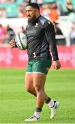 7 April 2024; Bundee Aki of Connacht warms up before the Challenge Cup Round of 16 match between Section Paloise and Connacht at Stade du Hameau in Pau, France. Photo by Loic Cousin/Sportsfile