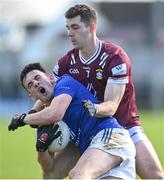 7 April 2024; Cillian McDonald of Wicklow in action against Sam McCartan of Westmeath during the Leinster GAA Football Senior Championship Round 1 match between Westmeath and Wicklow at Laois Hire O’Moore Park in Portlaoise, Laois. Photo by David Fitzgerald/Sportsfile