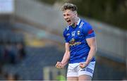 7 April 2024; Paddy Lynch of Cavan celebrates at the final whistle of the Ulster GAA Football Senior Championship preliminary round match between Monaghan and Cavan at St Tiernach's Park in Clones, Monaghan. Photo by Ramsey Cardy/Sportsfile