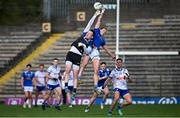 7 April 2024; Monaghan goalkeeper Rory Beggan in action against Killian Brady of Cavan during the Ulster GAA Football Senior Championship preliminary round match between Monaghan and Cavan at St Tiernach's Park in Clones, Monaghan. Photo by Ramsey Cardy/Sportsfile