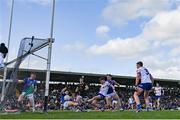 7 April 2024; Michael Hamill of Monaghan shoots to score his side's first goal during the Ulster GAA Football Senior Championship preliminary round match between Monaghan and Cavan at St Tiernach's Park in Clones, Monaghan. Photo by Ramsey Cardy/Sportsfile