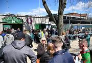 7 April 2024; Supporters queue to get into Gaelic Park before the Connacht GAA Football Senior Championship quarter-final match between New York and Mayo at Gaelic Park in New York, USA. Photo by Sam Barnes/Sportsfile