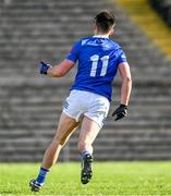 7 April 2024; Gerard Smith of Cavan celebrates after scoring his side's second goal during the Ulster GAA Football Senior Championship preliminary round match between Monaghan and Cavan at St Tiernach's Park in Clones, Monaghan. Photo by Daire Brennan/Sportsfile