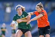 7 April 2024; Emma Dineen of Kerry in action against Caroline O'Hanlon of Armagh during the Lidl LGFA National League Division 1 final match between Armagh and Kerry at Croke Park in Dublin. Photo by Piaras Ó Mídheach/Sportsfile