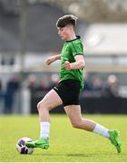 7 April 2024; Patrick Small of Peamount United during the FAI Under 17 Cup final match between Malahide United and Peamount United at Whitehall Stadium in Dublin. Photo by Seb Daly/Sportsfile