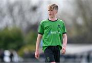 7 April 2024; Fionnán Galvin of Peamount United during the FAI Under 17 Cup final match between Malahide United and Peamount United at Whitehall Stadium in Dublin. Photo by Seb Daly/Sportsfile