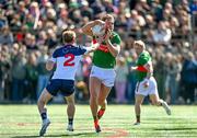 7 April 2024; Aidan O'Shea of Mayo in action against Shane Bolger of New York during the Connacht GAA Football Senior Championship quarter-final match between New York and Mayo at Gaelic Park in New York, USA. Photo by Sam Barnes/Sportsfile